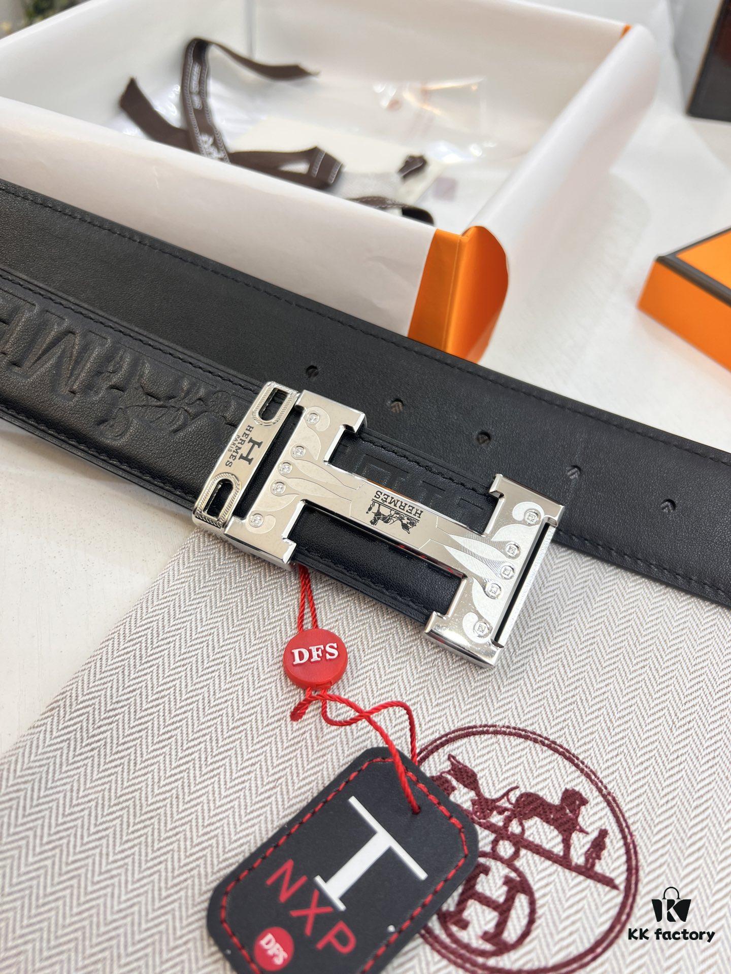 693201603a89a121ed55060f Hermès H Belt, New Arrival, Stainless Steel Inlaid Brick H Buckle, ZP Synchronized Engraved Logo, Imported Horsehide Grain Full-Grain Cattle Leather, 3.8cm Width, Top Quality with NXP Anti-Counterfeit Chip Verification