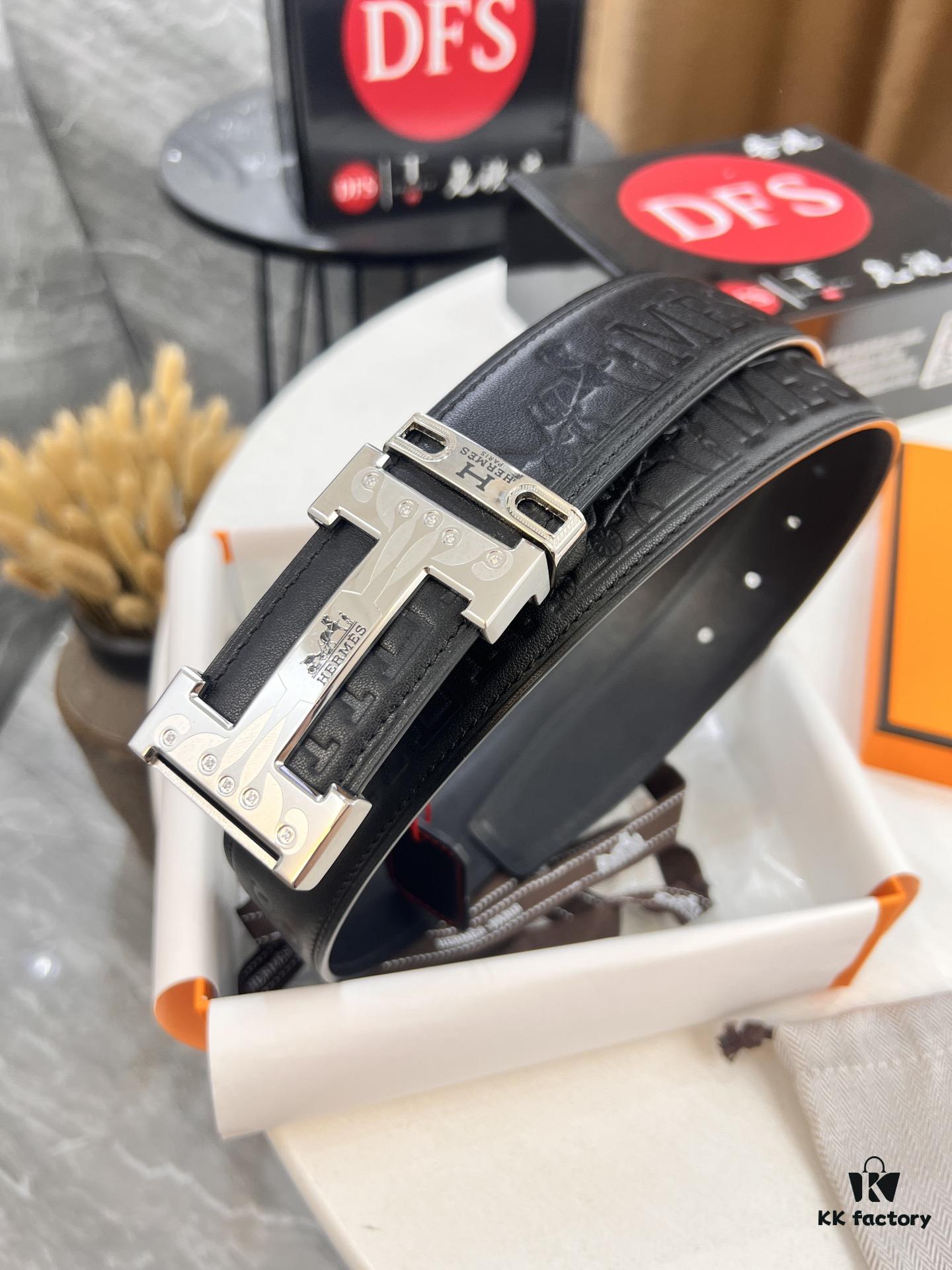 693201603a89a121ed550610 Hermès H Belt, New Arrival, Stainless Steel Inlaid Brick H Buckle, ZP Synchronized Engraved Logo, Imported Horsehide Grain Full-Grain Cattle Leather, 3.8cm Width, Top Quality with NXP Anti-Counterfeit Chip Verification