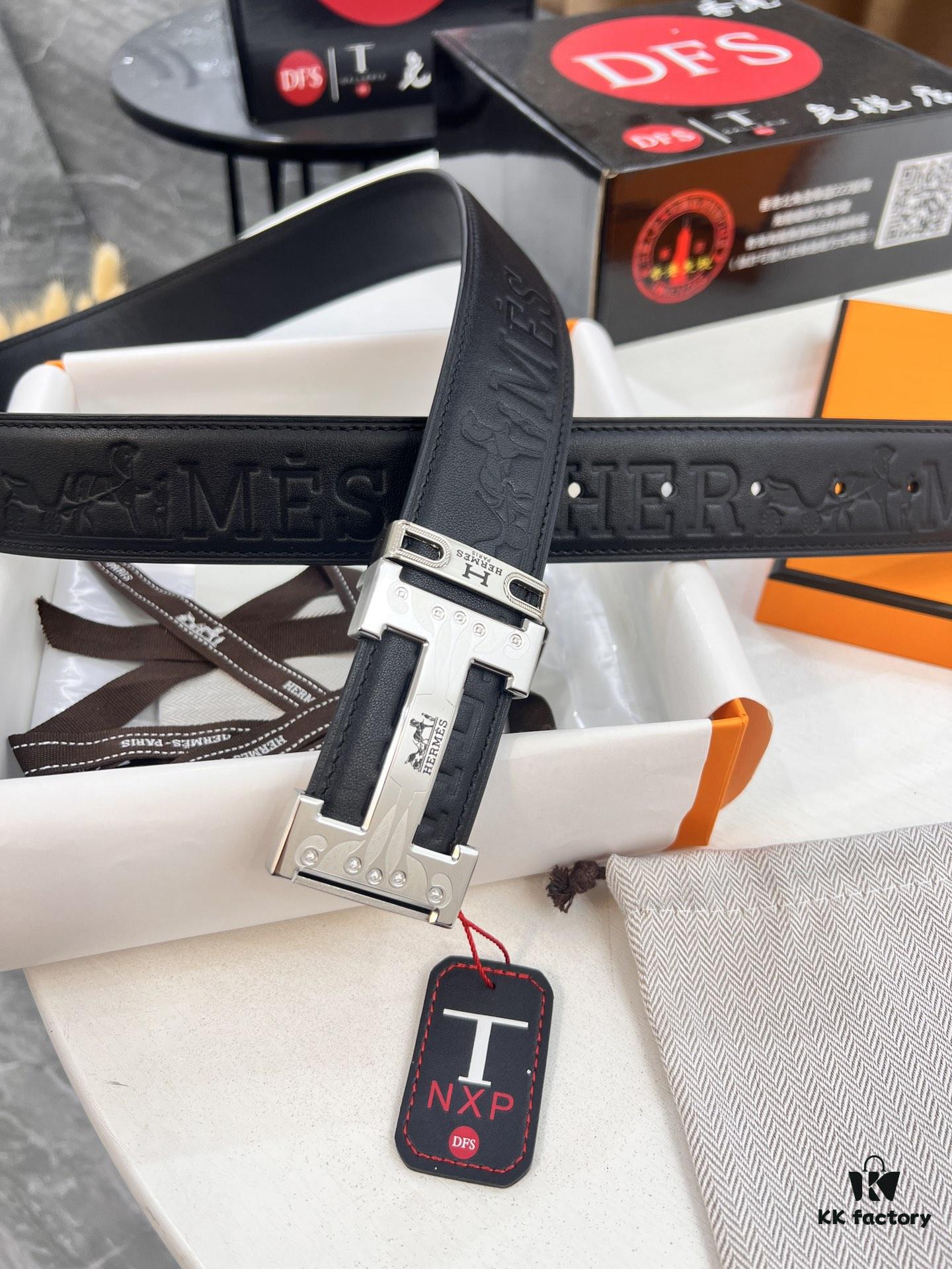 693201603a89a121ed550611 Hermès H Belt, New Arrival, Stainless Steel Inlaid Brick H Buckle, ZP Synchronized Engraved Logo, Imported Horsehide Grain Full-Grain Cattle Leather, 3.8cm Width, Top Quality with NXP Anti-Counterfeit Chip Verification