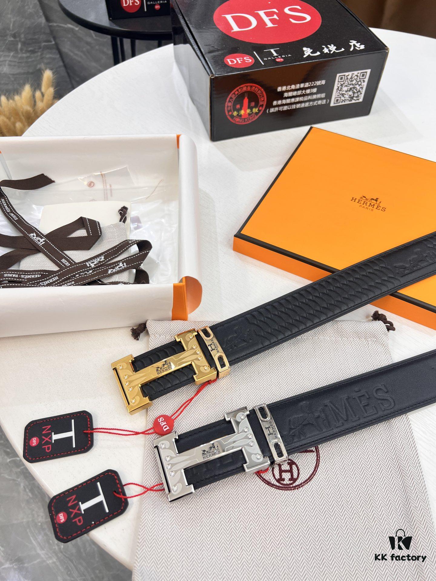 693201603a89a121ed550612 Hermès H Belt, New Arrival, Stainless Steel Inlaid Brick H Buckle, ZP Synchronized Engraved Logo, Imported Horsehide Grain Full-Grain Cattle Leather, 3.8cm Width, Top Quality with NXP Anti-Counterfeit Chip Verification