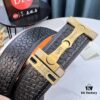 693201633a89a121ed550630 Hermès Men's Belt - Genuine Top-Layer Calfskin with Diamond-Paved Letters, Stainless Steel Hardware, 3.8cm Width