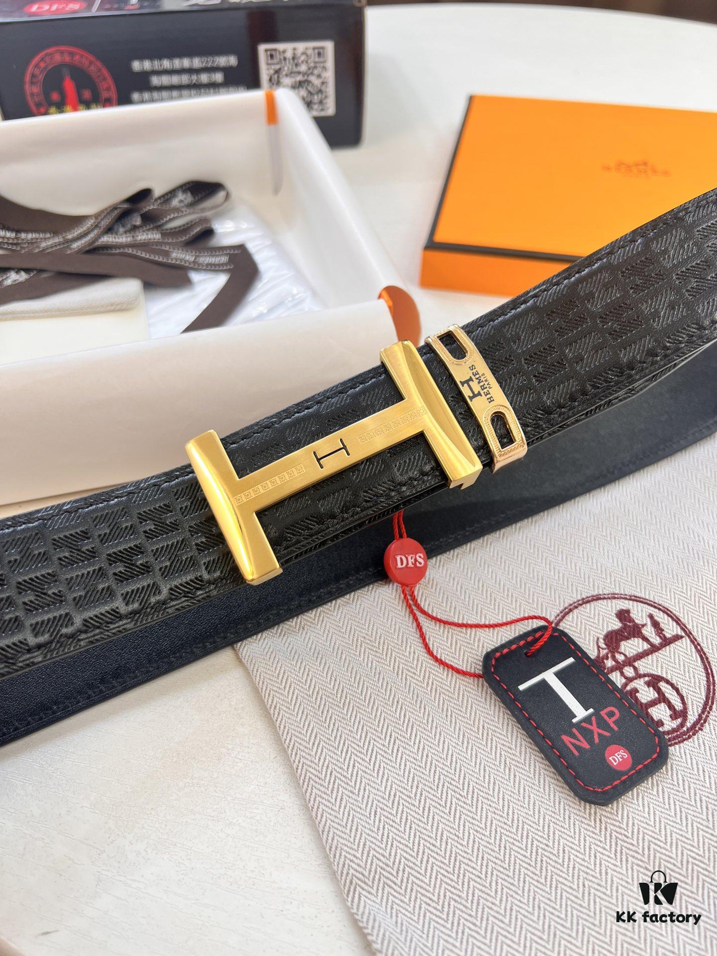 693201643a89a121ed55063e Hermes Men's Belt, Crocodile Grain Top Layer Leather, H Embossing, Steel Hardware, Reversible Design, 3.8cm Width