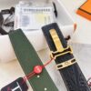 693201653a89a121ed55064d Hermès Men's Belt, New H-Logo Inside Buckle, Imported Embossed Top-Grade Calf Leather, Green Crocodile Texture, 3.8cm Width, ZP Synchronized Steel Stamp Logo
