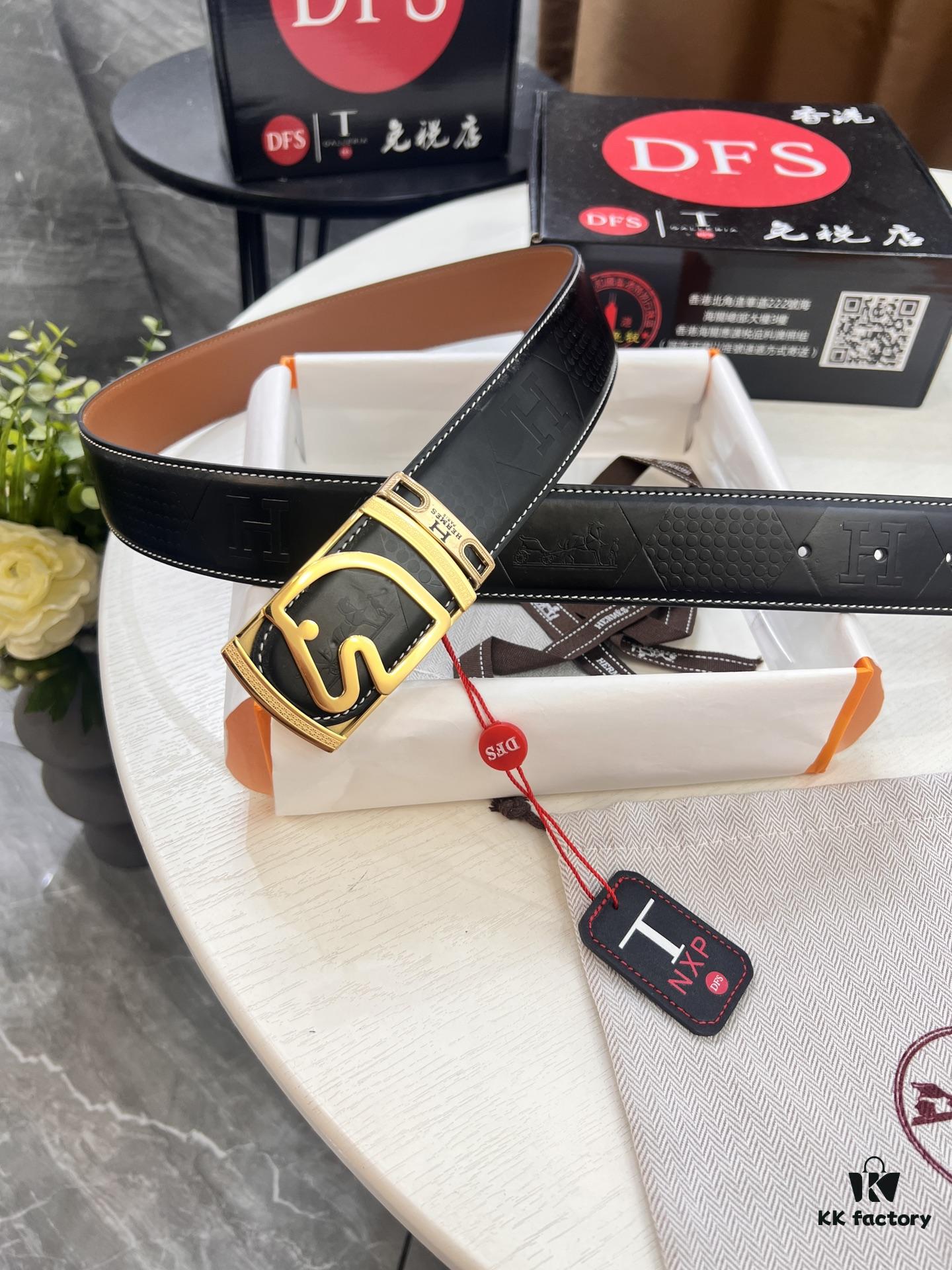 693201683a89a121ed550673 Hermès Men's Belt, Top Grain Cowhide with Engraved Metal Buckle, 3.8cm Width, Tan Color, Adjustable Length