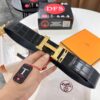 693201693a89a121ed55067c Hermès Men's Belt, Genuine Top-Layer Crocodile-Textured Leather, Slim Design, 3.8cm Width, Stainless Steel Hardware, Reversible Wear, Gift-Ready