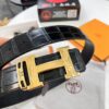 693201693a89a121ed55067e Hermès Men's Belt, Genuine Top-Layer Crocodile-Textured Leather, Slim Design, 3.8cm Width, Stainless Steel Hardware, Reversible Wear, Gift-Ready