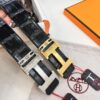 Hermès Men's Belt, Genuine Top-Layer Calfskin with Crocodile Texture, 3.8cm Width, Adjustable Length, Double-Sided Usage, Stainless Steel Hardware, Official Website Verified, Ideal Gift