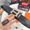 6932016a3a89a121ed55068a Hermès Men's Belt, Top Grain Calfskin Leather with Engraved H Logo Buckle, 3.8cm Width, Adjustable Length, Sterling Silver Hardware, Ideal Gift