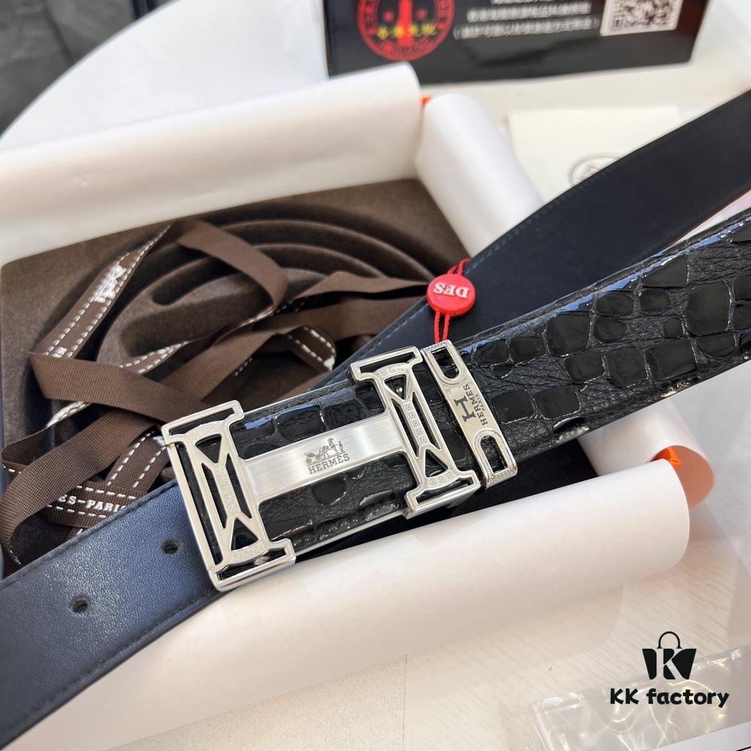 6932016c3a89a121ed5506a2 Hermès H Belt, New Arrival, Stainless Steel H Internal Buckle, ZP Synchronized Engraved Logo, 3.8cm Width, Top Quality Genuine Crocodile Grain Top Layer Calfskin Leather, Imported Leather, Mold-Customized Design, Supports Authentication via NXP Chip in Duty-Free Packaging