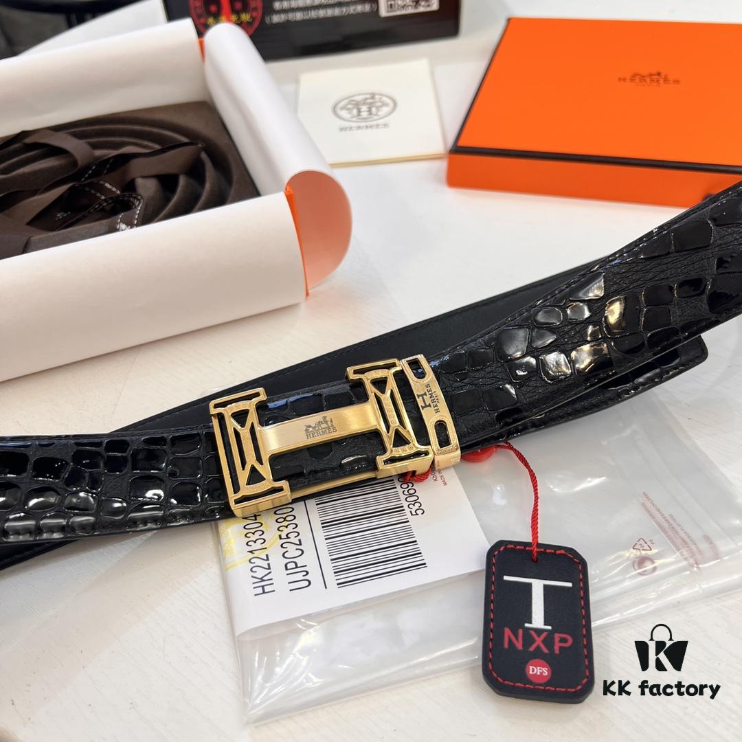 6932016c3a89a121ed5506a7 Hermès H Belt, New Arrival, Stainless Steel H Internal Buckle, ZP Synchronized Engraved Logo, 3.8cm Width, Premium Crocodile Grain Top Layer Calfskin Leather