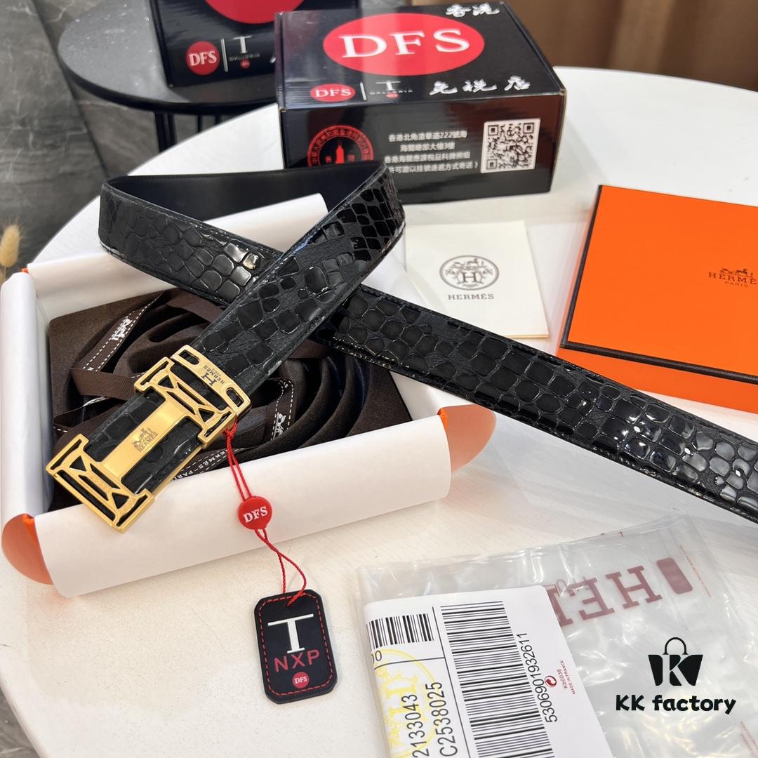 6932016c3a89a121ed5506ac Hermès H Belt, New Arrival, Stainless Steel H Internal Buckle, ZP Synchronized Engraved Logo, 3.8cm Width, Premium Crocodile Grain Top Layer Calfskin Leather