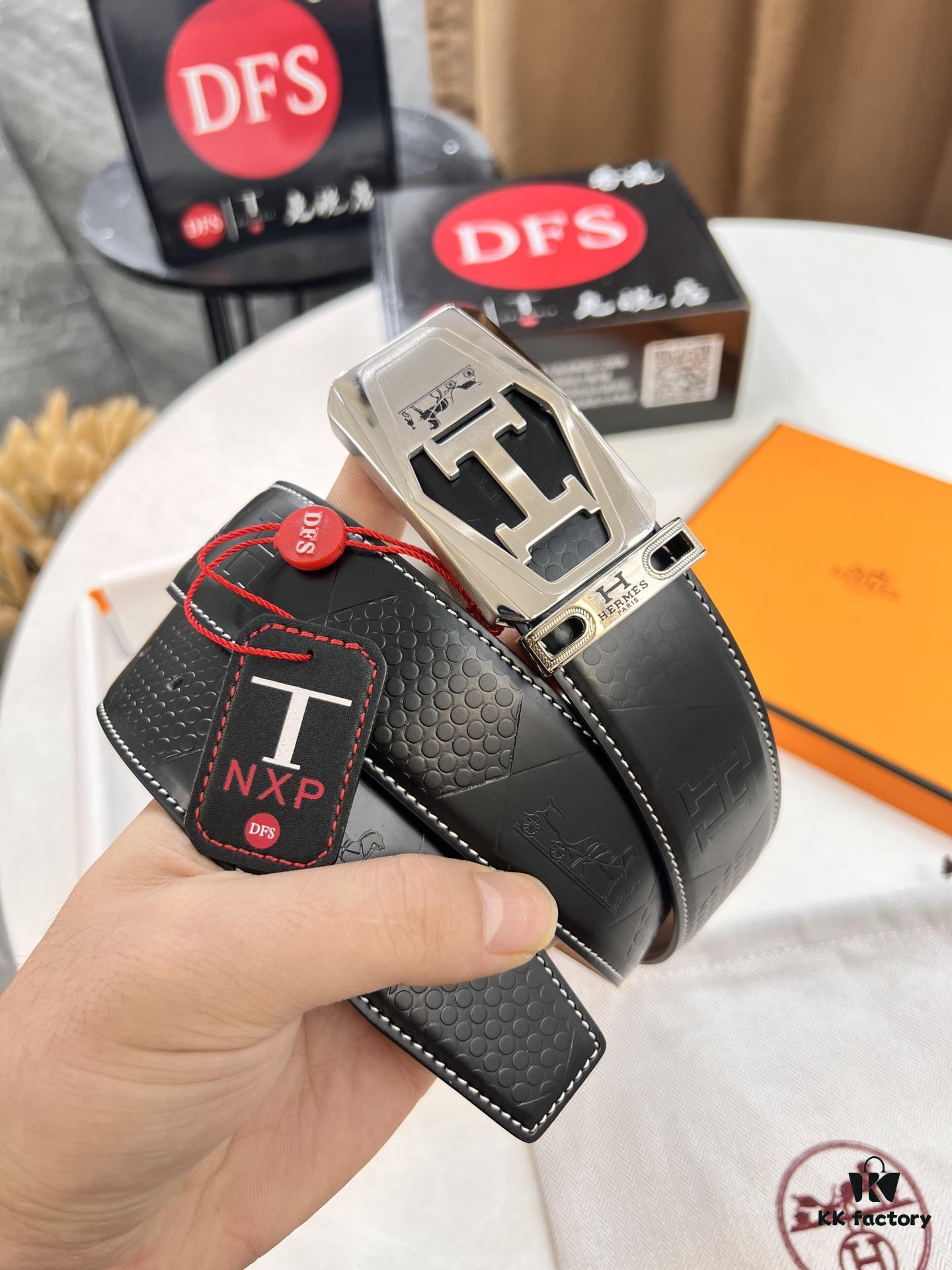 6932016d3a89a121ed5506b6 Hermès Men's Belt, Top Grain Cowhide Leather with Engraved Buckle, 3.8cm Width, Adjustable Length, Original Imported Embossed Horse Head Design