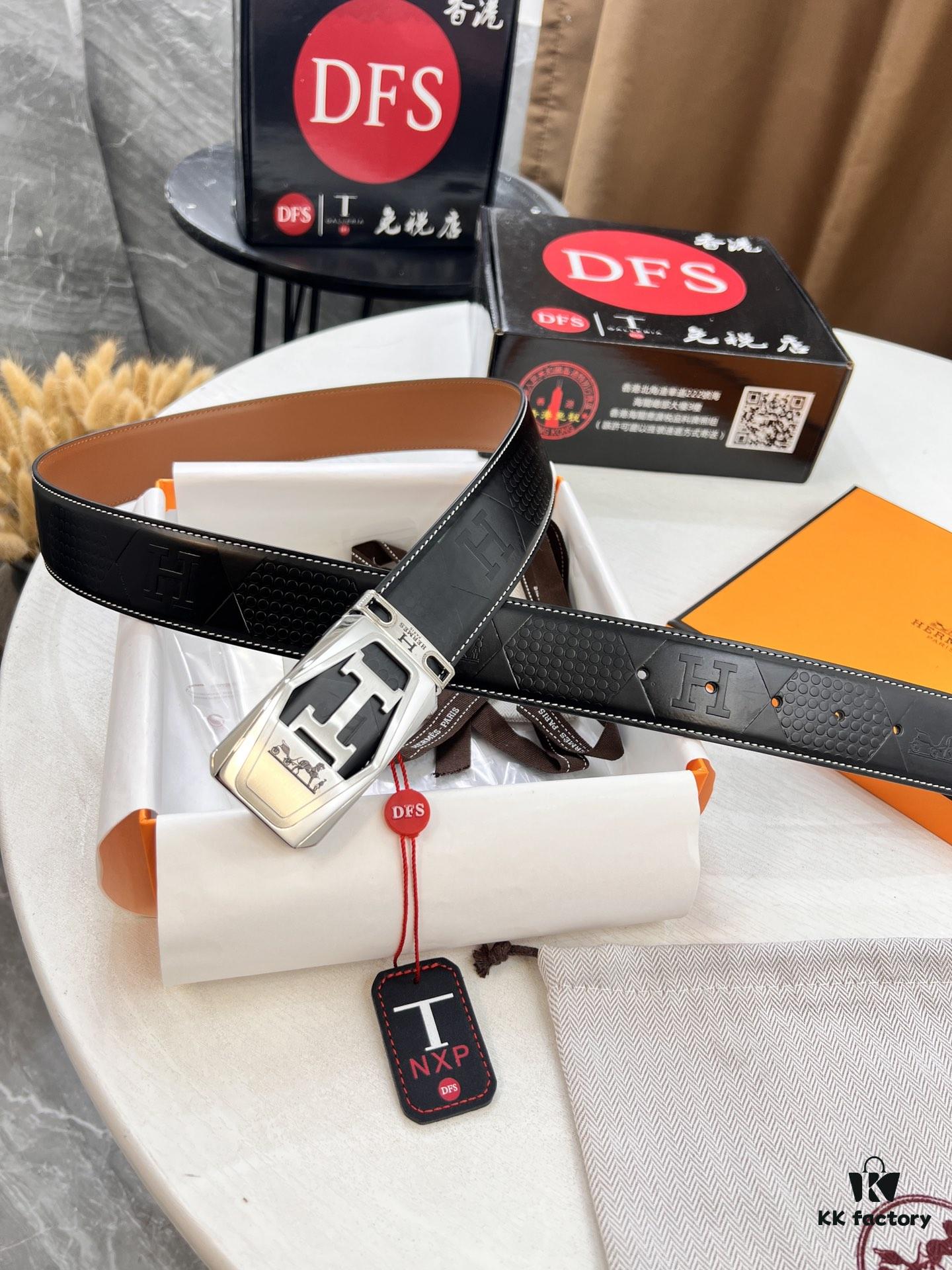 6932016d3a89a121ed5506b9 Hermès Men's Belt, Top Grain Cowhide Leather with Engraved Buckle, 3.8cm Width, Adjustable Length, Original Imported Embossed Horse Head Design