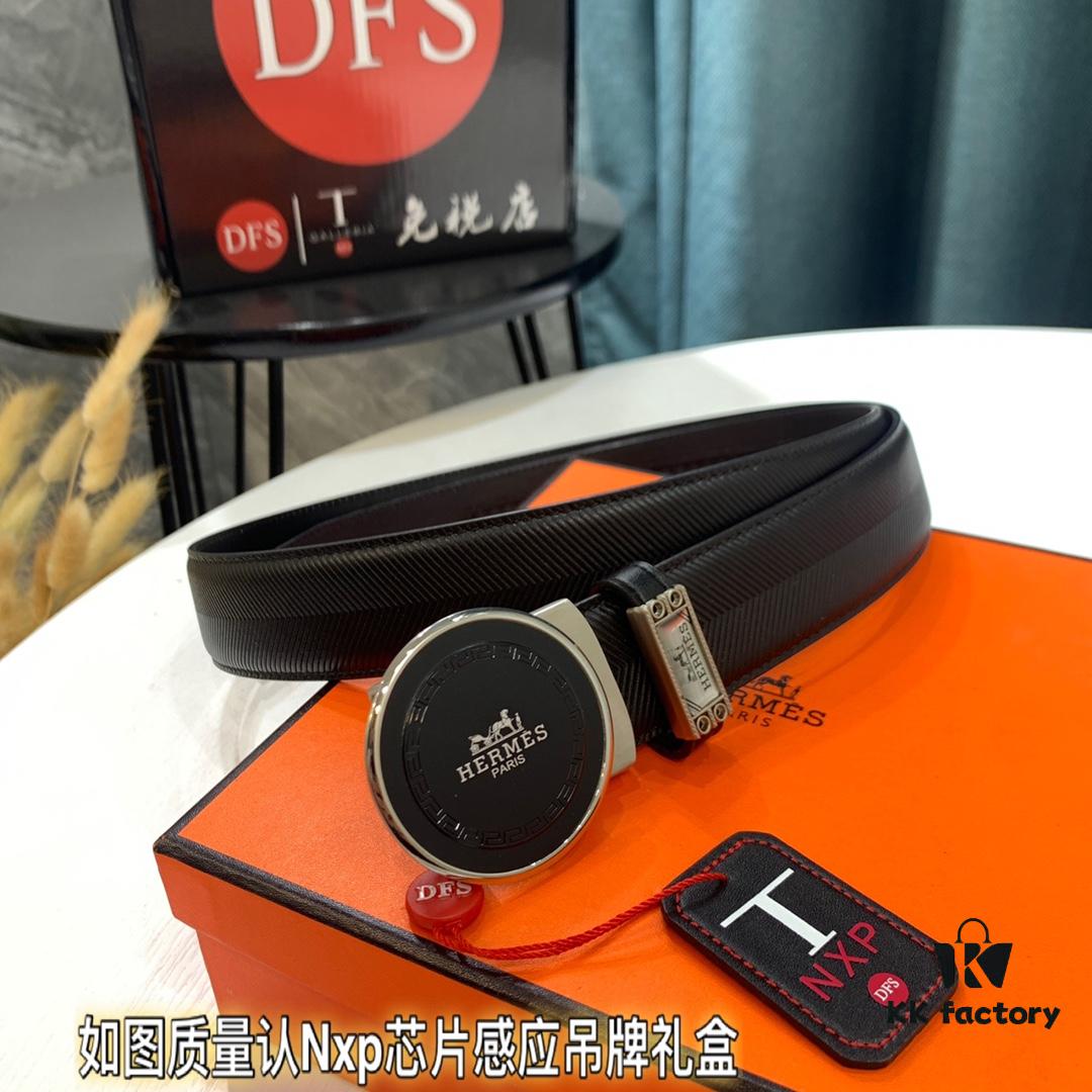 6932016e3a89a121ed5506c1 Hermès HH Original Factory Direct Order, Hong Kong Duty-Free Gift Box, Italian Imported Full-Grain Calfskin Belt with Automatic Buckle, 3.5cm Width, Luxury Fashion Runway Style