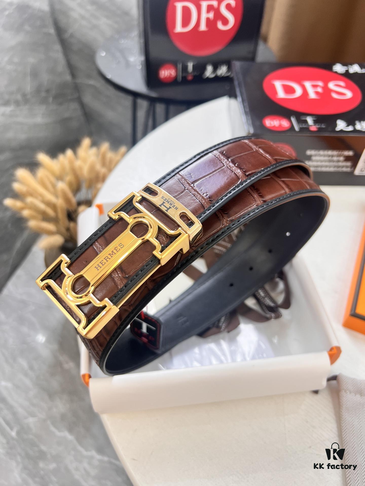 693201703a89a121ed5506dd Hermès H Belt, New Arrival, Stainless Steel H Internal Buckle, Genuine Crocodile-Texture Top Layer Cowhide, 3.8cm Width, Premium Quality