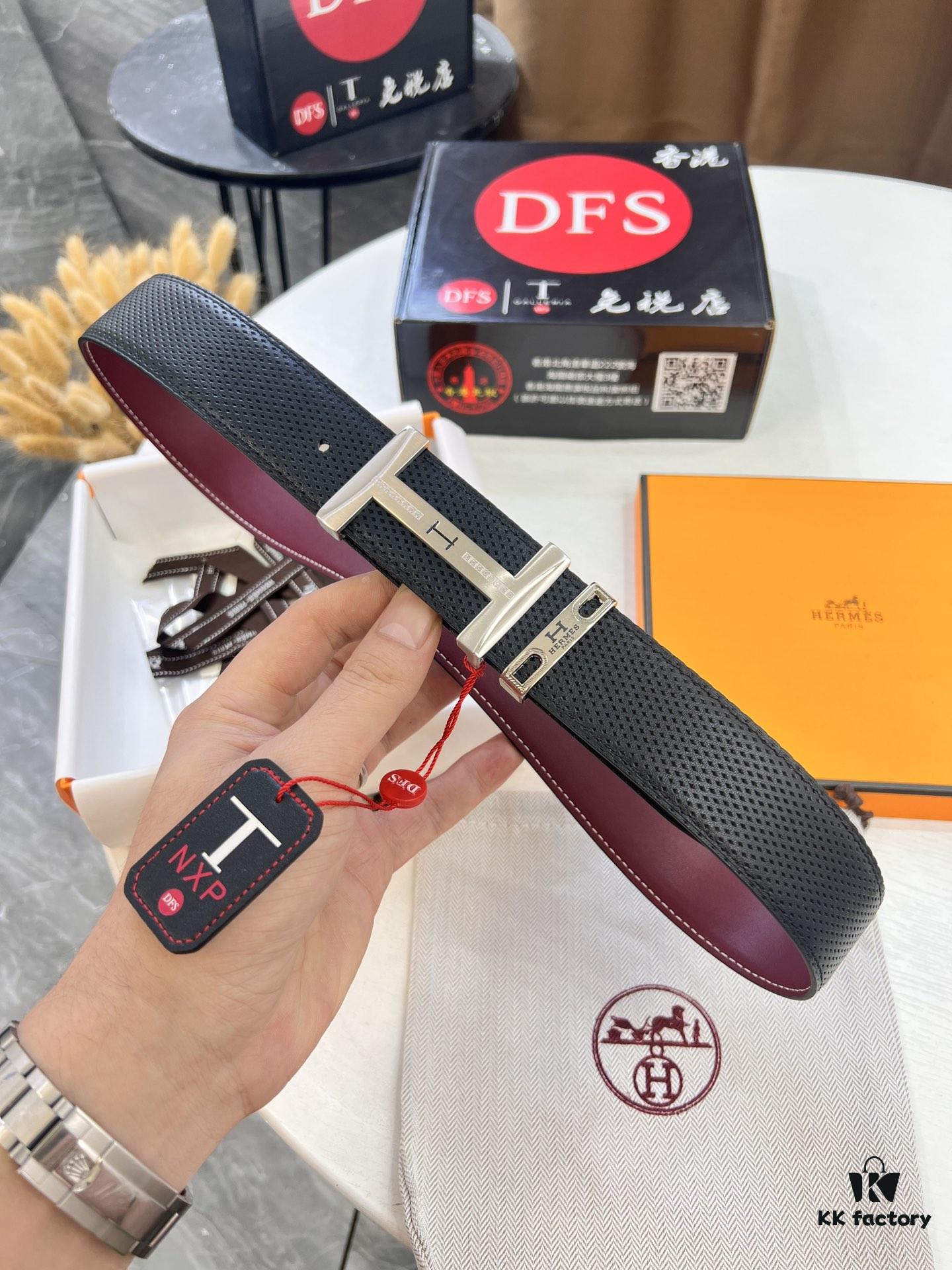 693201723a89a121ed5506ef Hermès Men's Belt, Wine Red Fine-Grain Full-Grain Calfskin, 3.8cm Width, Original Imported Pin Buckle with H-Logo Stainless Steel Hardware