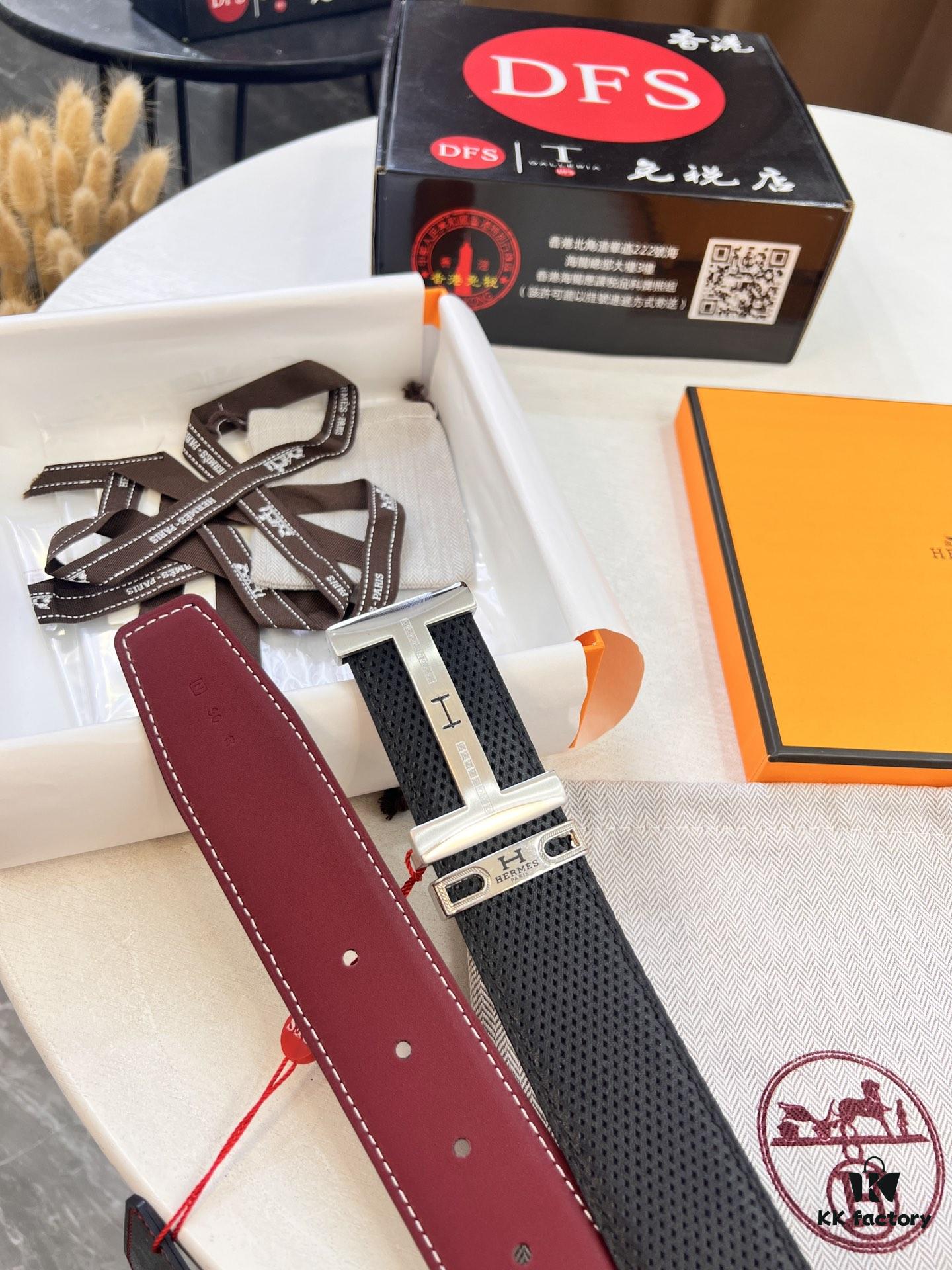 693201723a89a121ed5506f1 Hermès Men's Belt, Wine Red Fine-Grain Full-Grain Calfskin, 3.8cm Width, Original Imported Pin Buckle with H-Logo Stainless Steel Hardware