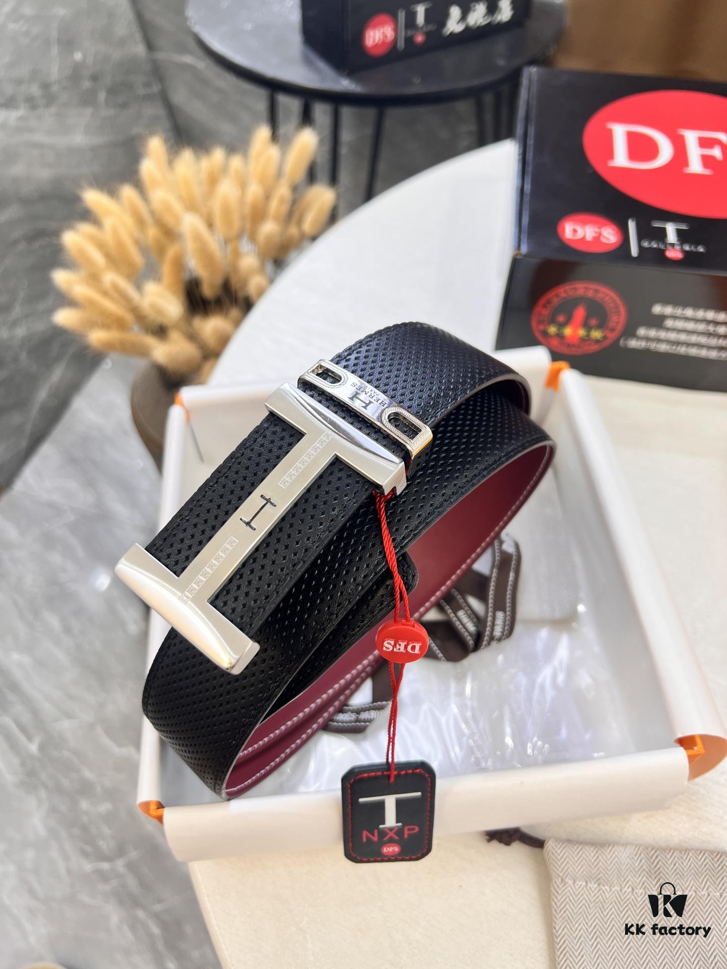 693201723a89a121ed5506f2 Hermès Men's Belt, Wine Red Fine-Grain Full-Grain Calfskin, 3.8cm Width, Original Imported Pin Buckle with H-Logo Stainless Steel Hardware