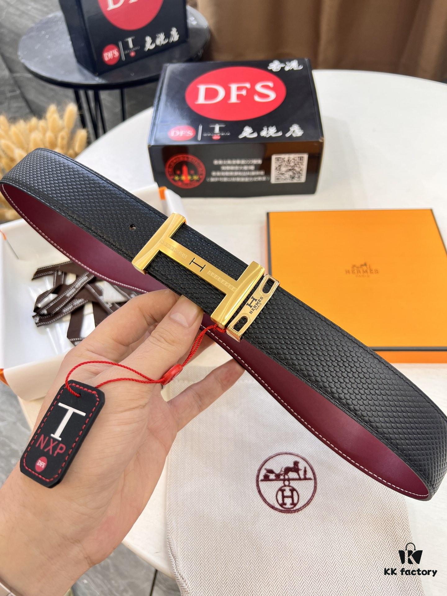 693201723a89a121ed5506f6 Hermès Men's Belt, Wine Red Fine-Grain Full-Grain Calfskin, 3.8cm Width, Original Imported Punching Head Leather, Stainless Steel H Buckle, Custom Length
