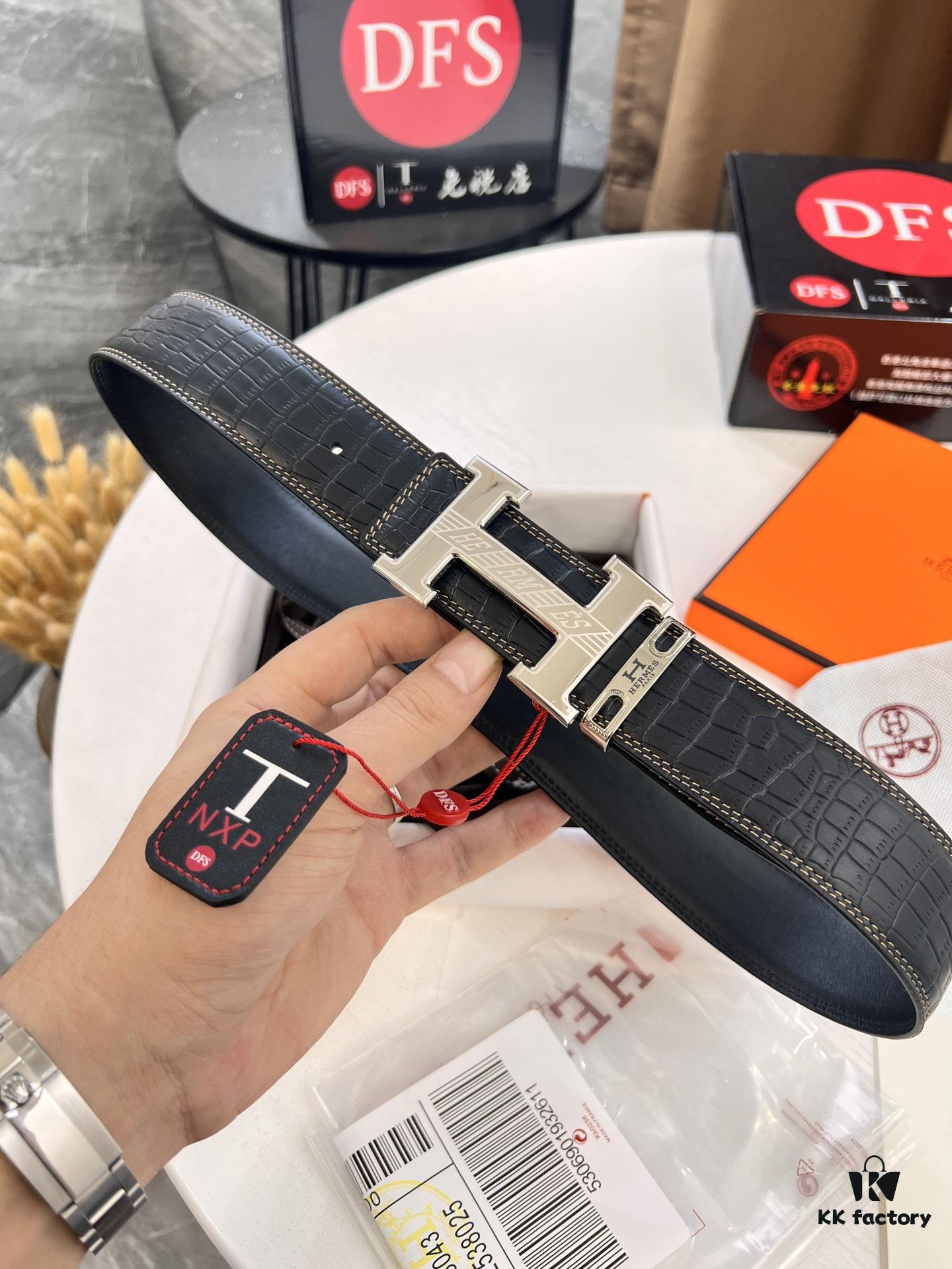 693201753a89a121ed550719 Hermès H Belt, New Arrival, Stainless Steel H Inner Buckle, ZP Synchronized Engraved Logo, Premium Crocodile Belly and Top Grain Cattle Leather