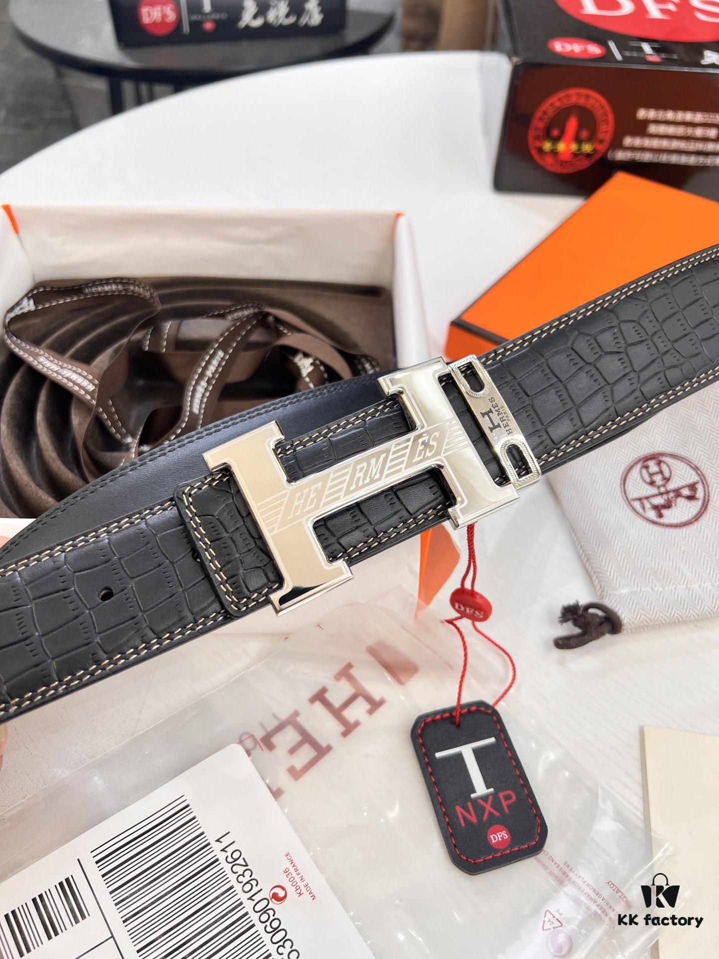 693201753a89a121ed55071a Hermès H Belt, New Arrival, Stainless Steel H Inner Buckle, ZP Synchronized Engraved Logo, Premium Crocodile Belly and Top Grain Cattle Leather