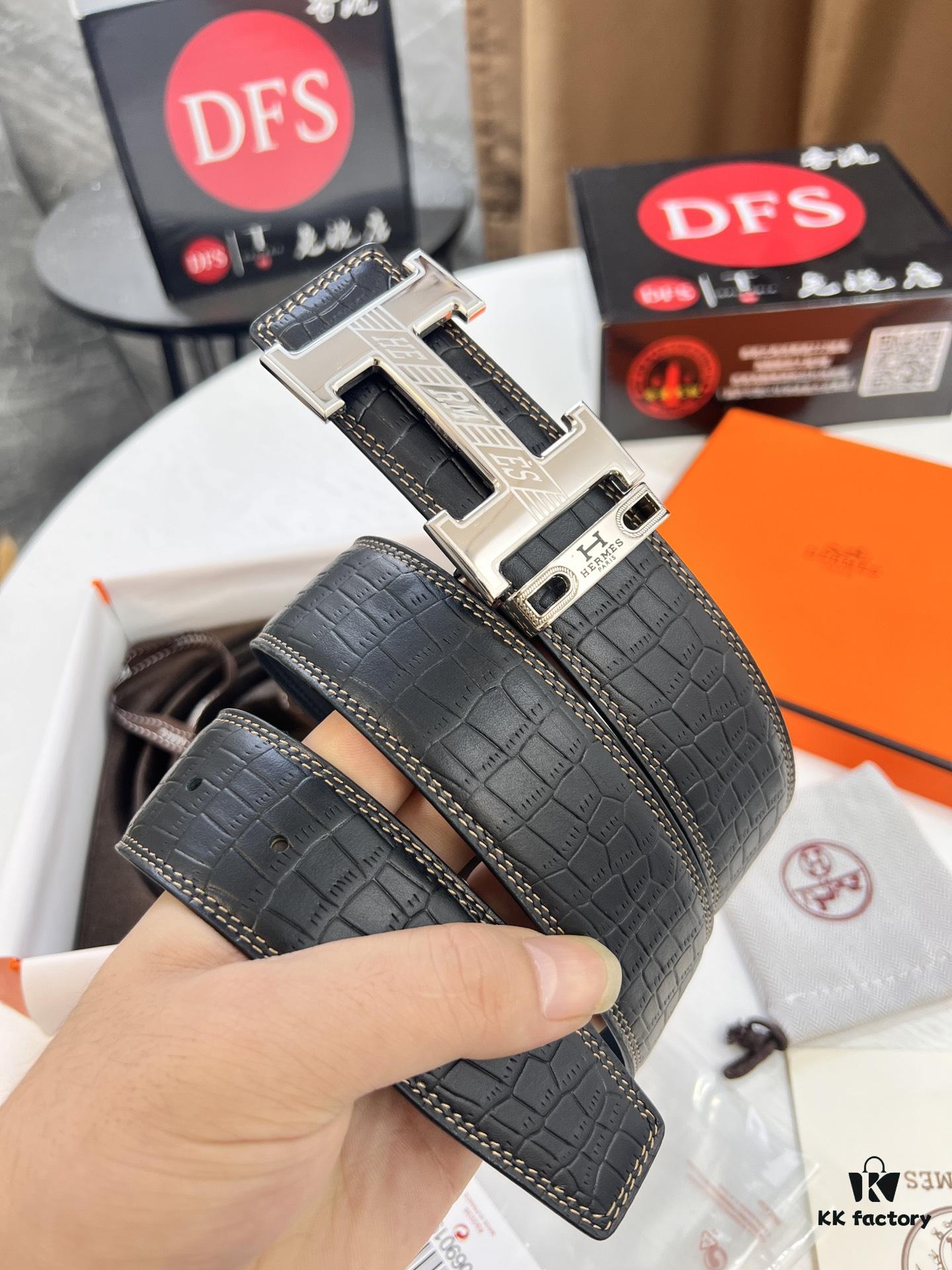 693201753a89a121ed55071d Hermès H Belt, New Arrival, Stainless Steel H Inner Buckle, ZP Synchronized Engraved Logo, Premium Crocodile Belly and Top Grain Cattle Leather