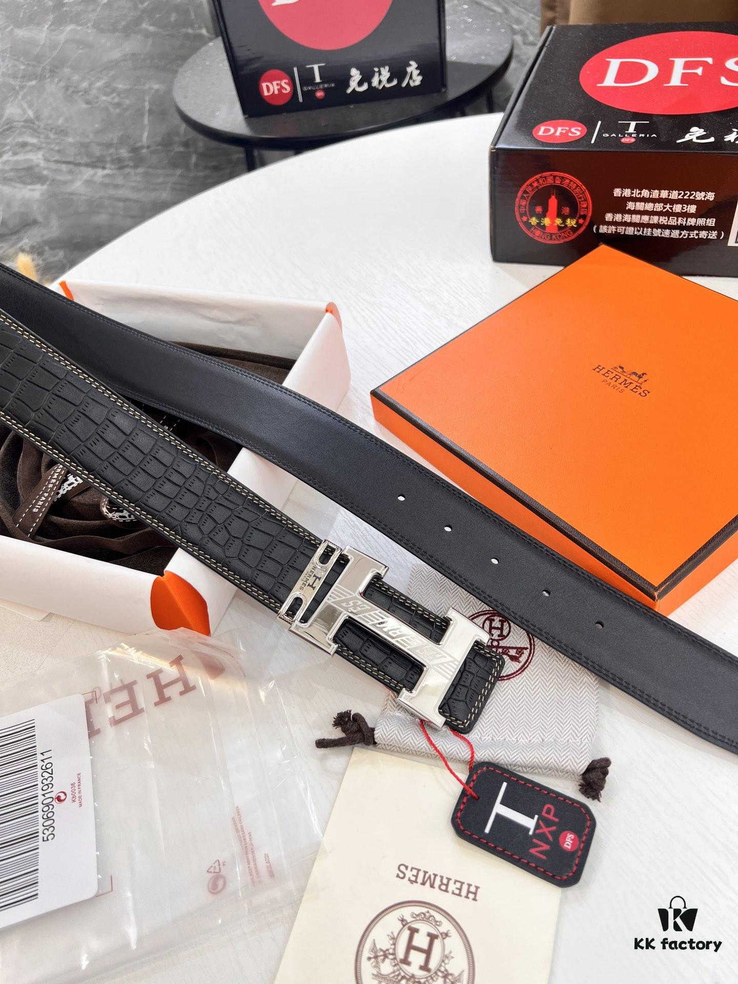 693201753a89a121ed55071e Hermès H Belt, New Arrival, Stainless Steel H Inner Buckle, ZP Synchronized Engraved Logo, Premium Crocodile Belly and Top Grain Cattle Leather