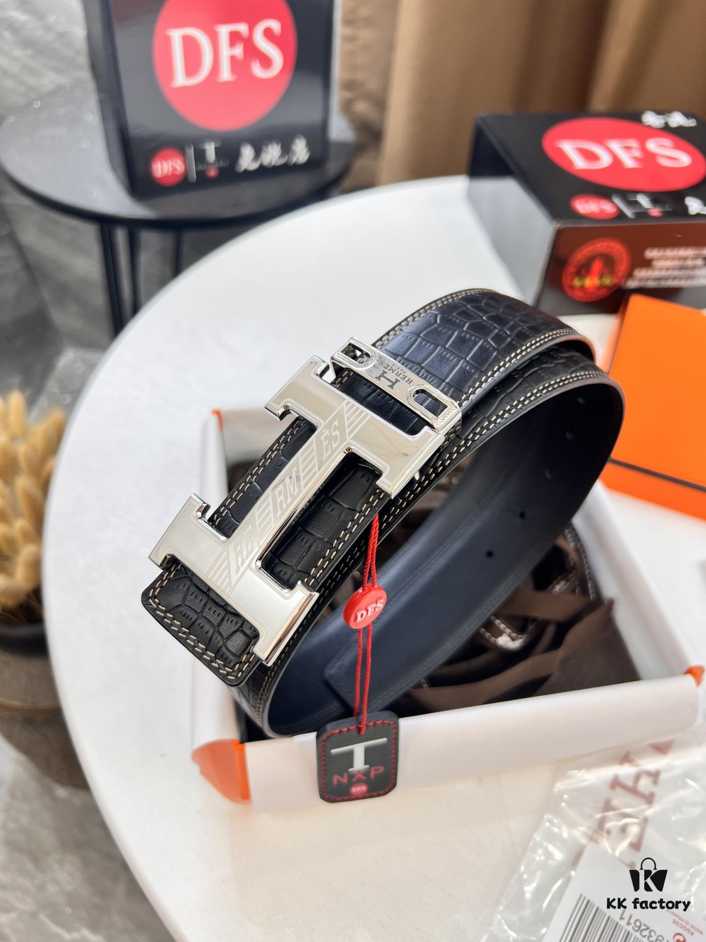 693201753a89a121ed55071f Hermès H Belt, New Arrival, Stainless Steel H Inner Buckle, ZP Synchronized Engraved Logo, Premium Crocodile Belly and Top Grain Cattle Leather