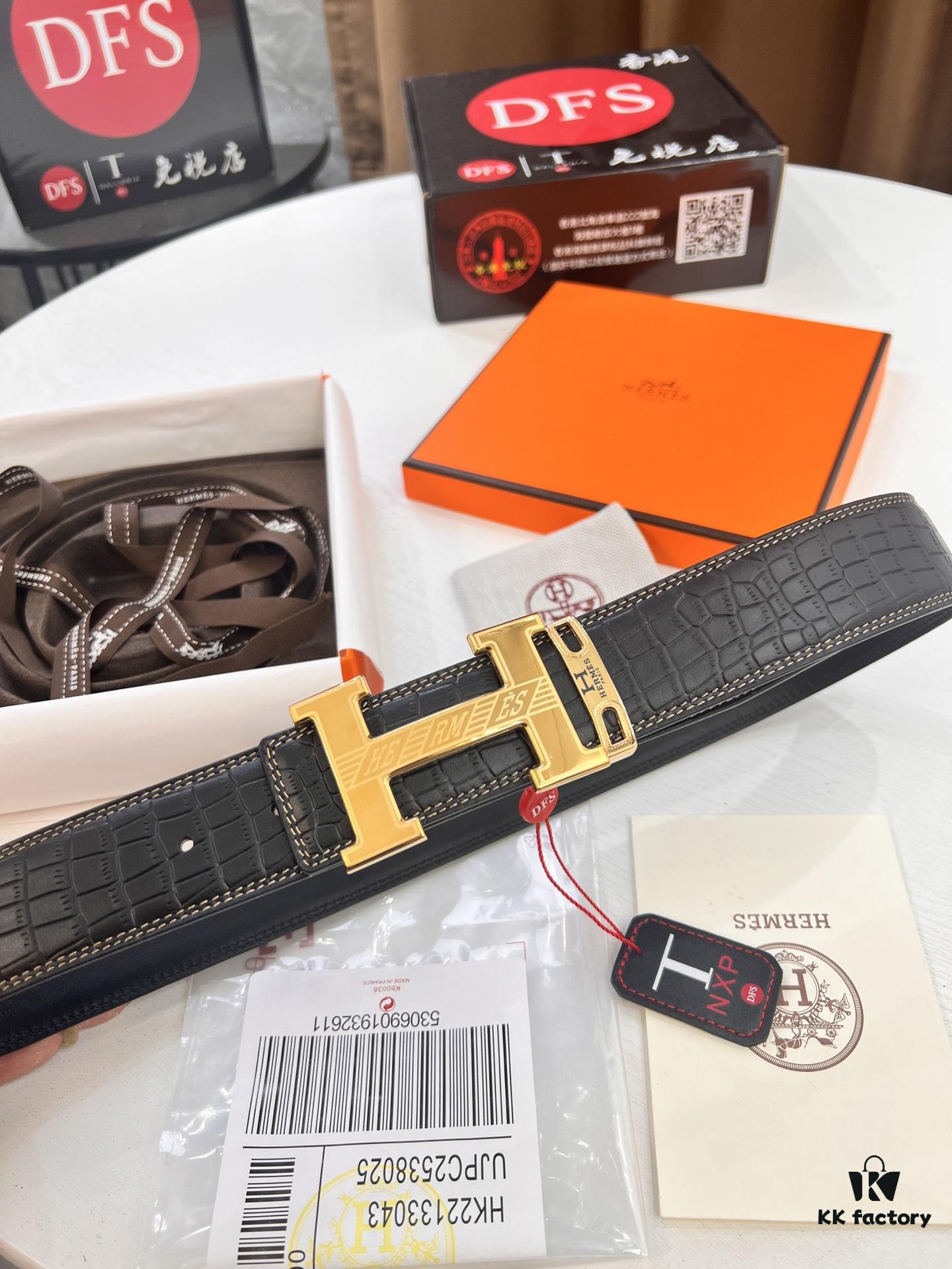 693201753a89a121ed550721 Hermès H Belt, New Arrival, Stainless Steel H Internal Buckle, ZP Synchronized Engraved Logo, 3.8cm Width, Premium Crocodile Belly and Top Layer Calfskin Leather