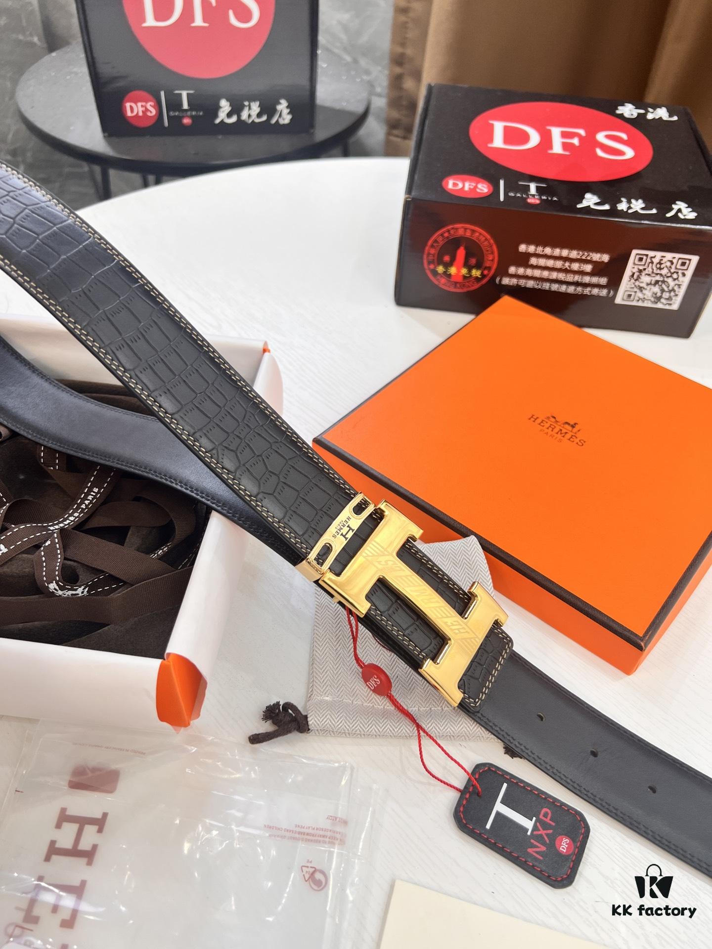 693201763a89a121ed550724 Hermès H Belt, New Arrival, Stainless Steel H Internal Buckle, ZP Synchronized Engraved Logo, 3.8cm Width, Premium Crocodile Belly and Top Layer Calfskin Leather