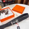 Hermès Men's Belt, Top Grain Calfskin with Engraved Metal Buckle, 3.8cm Width, Custom Length