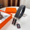 Hermès Men's Belt, Top Grain Calfskin with Engraved Metal Buckle, 3.8cm Width, Custom Length