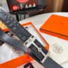 Hermès Men's Belt, Top Grain Calfskin with Engraved Metal Buckle, 3.8cm Width, Custom Length