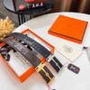 Hermès Men's Belt, Top Grain Calfskin with Engraved Metal Buckle, 3.8cm Width, Custom Length