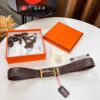 693201763a89a121ed55072e Hermès Men's Belt, Genuine Top-Layer Calfskin with Engraved Horse Carriage Embossing, 3.8cm Width, Stainless Steel Buckle, Adjustable Length