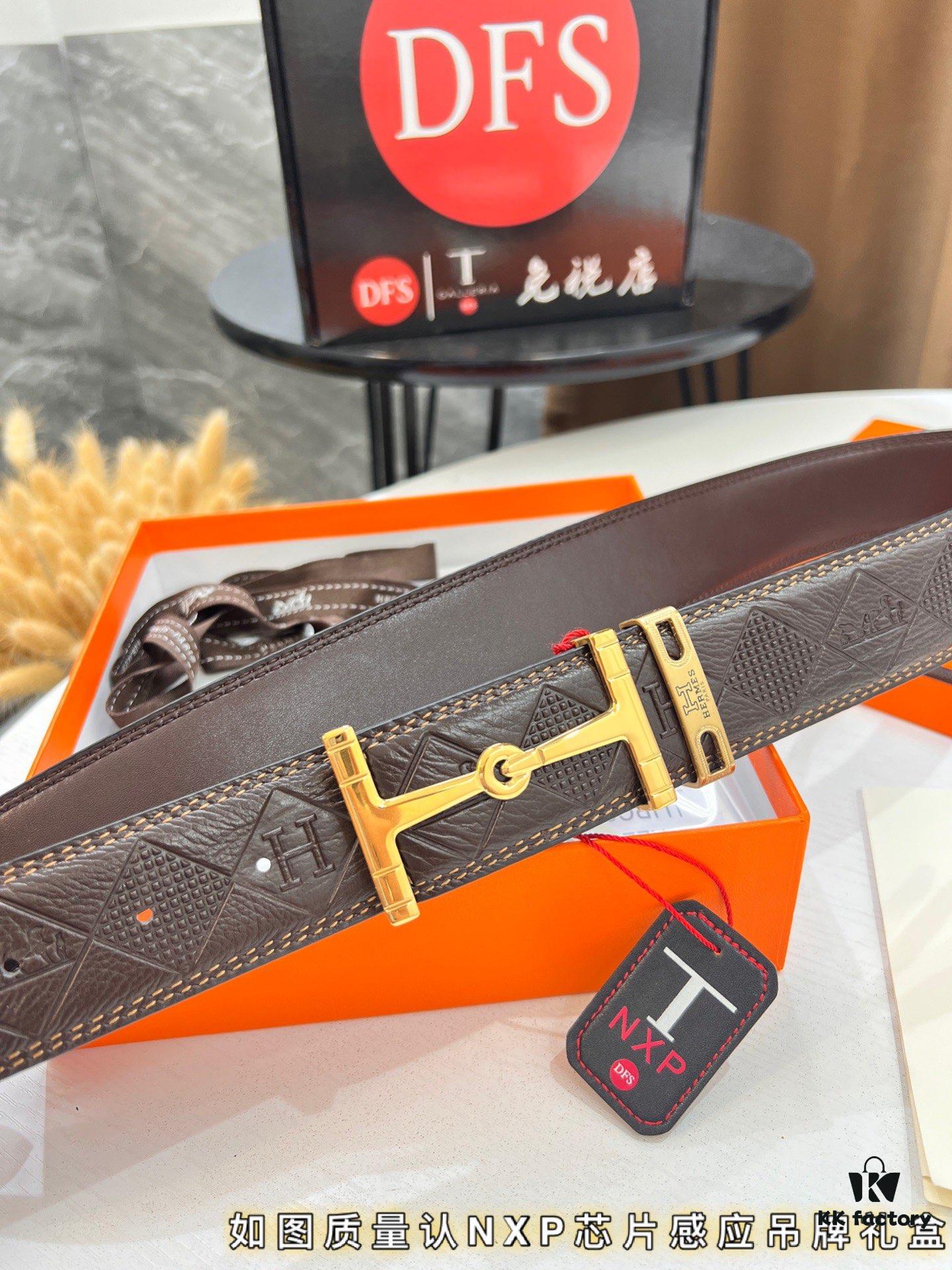 693201773a89a121ed55072f Hermès Men's Belt, Genuine Top-Layer Calfskin with Engraved Horse Carriage Embossing, 3.8cm Width, Stainless Steel Buckle, Adjustable Length