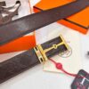 693201773a89a121ed550731 Hermès Men's Belt, Genuine Top-Layer Calfskin with Engraved Horse Carriage Embossing, 3.8cm Width, Stainless Steel Buckle, Adjustable Length