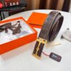 693201773a89a121ed550732 Hermès Men's Belt, Genuine Top-Layer Calfskin with Engraved Horse Carriage Embossing, 3.8cm Width, Stainless Steel Buckle, Adjustable Length