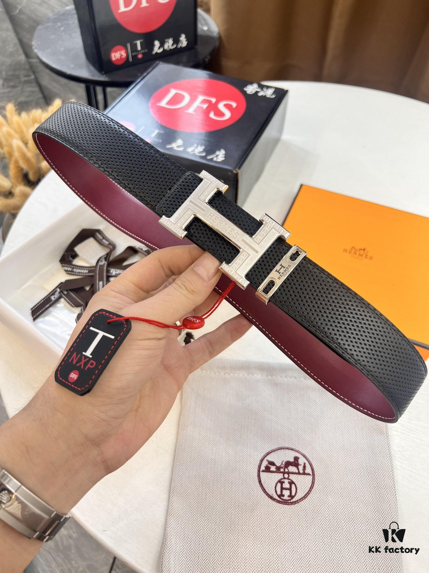 693201783a89a121ed55073c Hermès Men's Belt, Genuine Top-Layer Calfskin with Steel Hardware, 3.8cm Width, Ideal Gift