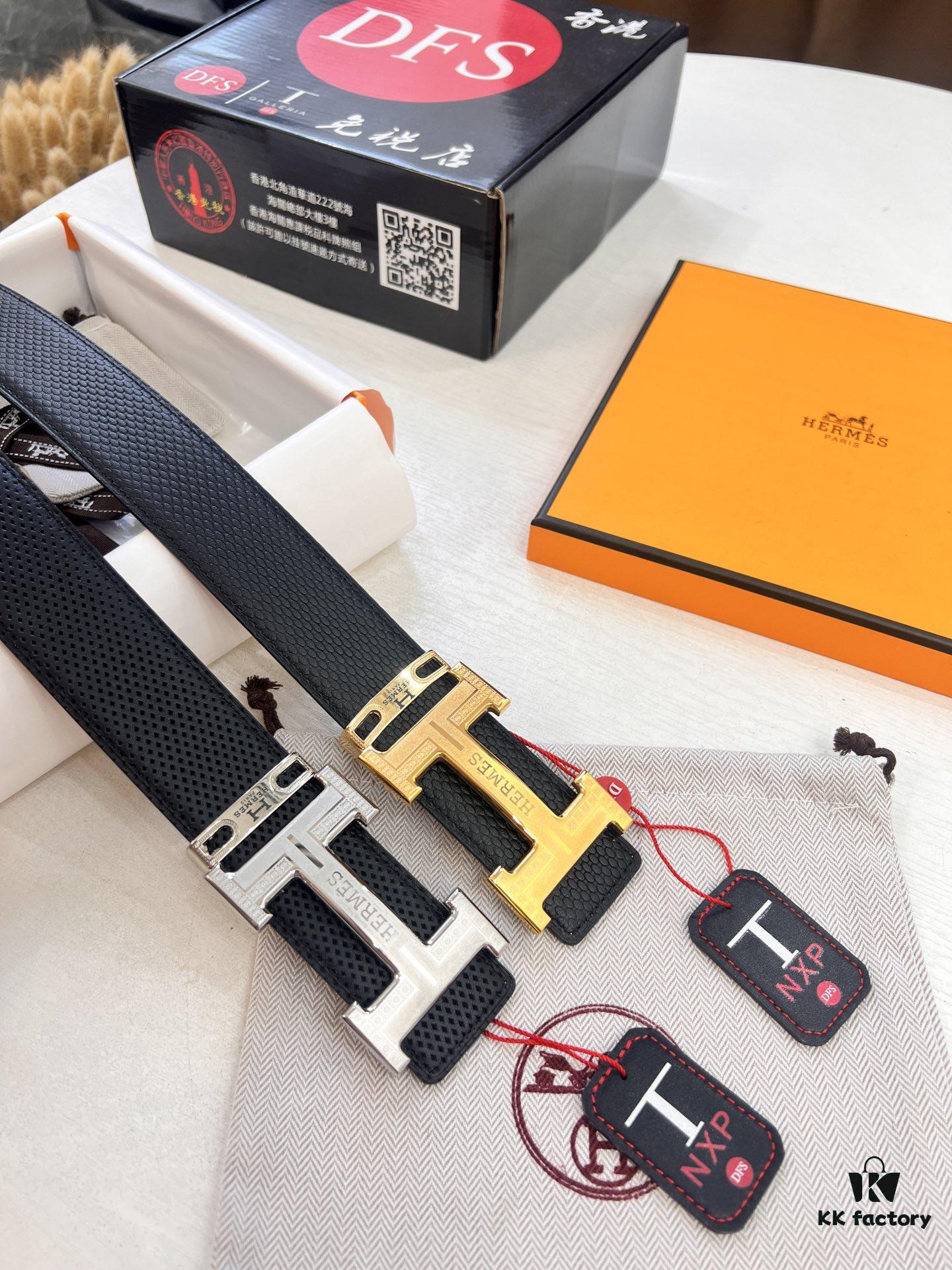 693201783a89a121ed550742 Hermès Men's Belt, Genuine Top-Layer Calfskin with Steel Hardware, 3.8cm Width, Ideal Gift