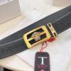 Versace Automatic Buckle Belt, Custom Embossed Top-Grade Imported Calfskin with Fine Grain, 3.5cm Width, Luxury Business Formal Belt with Steel Hardware