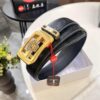 Versace Automatic Buckle Belt, Custom Embossed Top-Grade Imported Calfskin with Fine Grain, 3.5cm Width, Luxury Business Formal Belt with Steel Hardware
