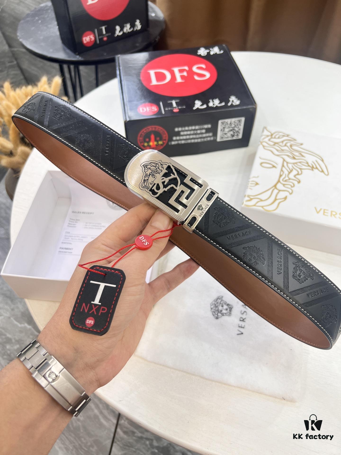 693201b13a89a121ed550771 Versace Medusa Belt - Authentic Original Order, Italian Imported Top Grain Calfskin, 3.8cm Width, Hong Kong Duty-Free Gift Box