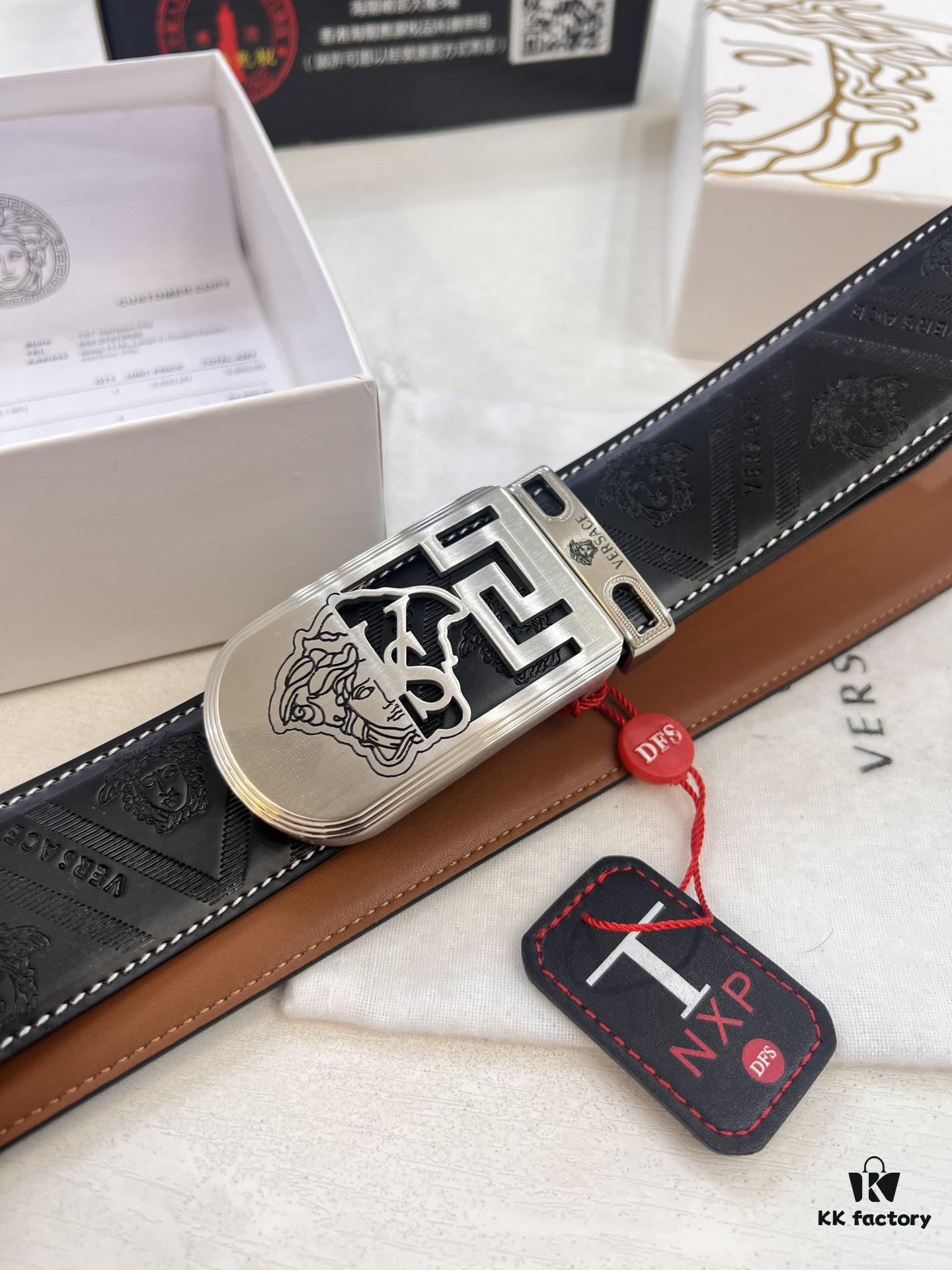 693201b13a89a121ed550772 Versace Medusa Belt - Authentic Original Order, Italian Imported Top Grain Calfskin, 3.8cm Width, Hong Kong Duty-Free Gift Box