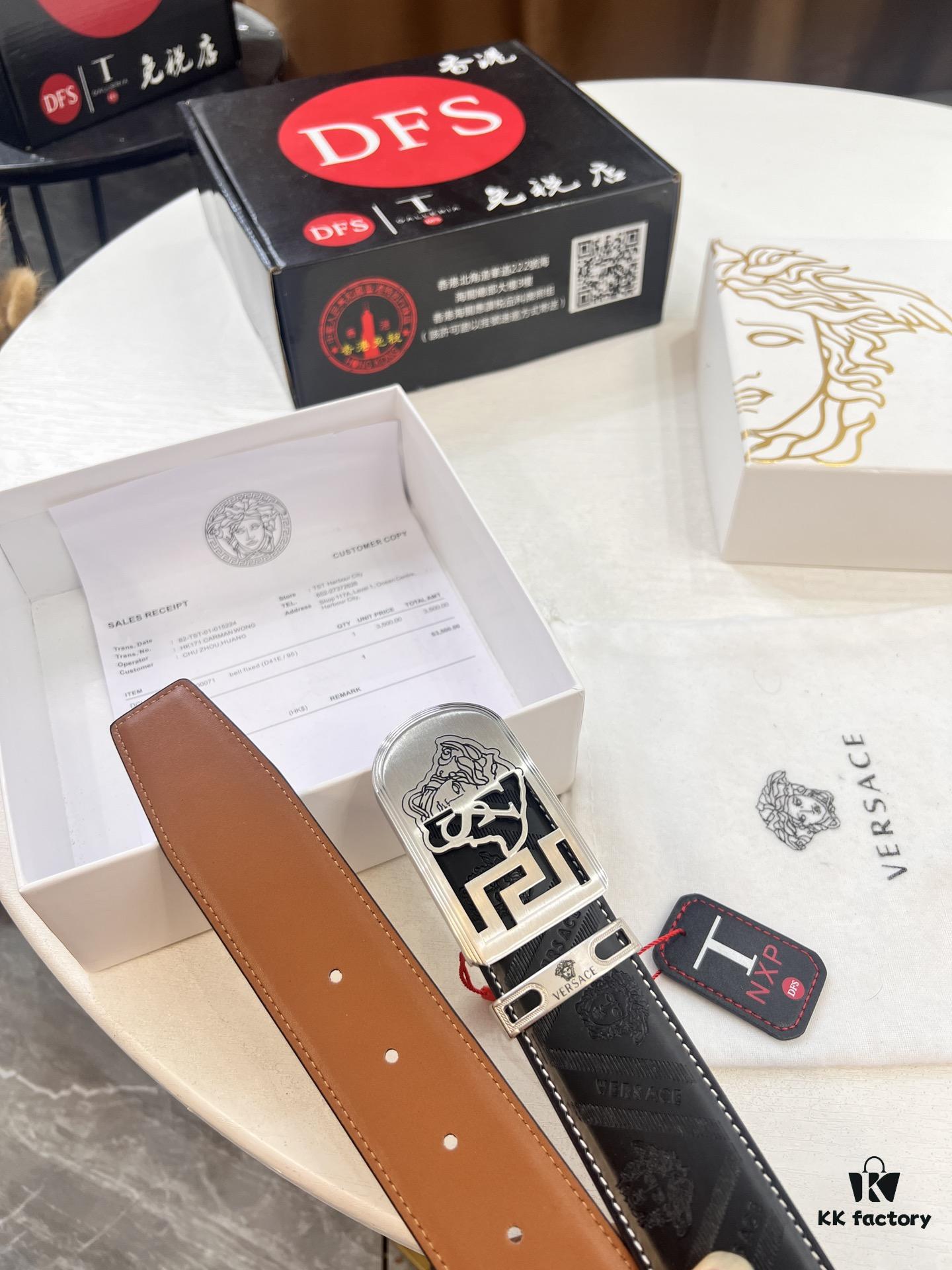 693201b13a89a121ed550773 Versace Medusa Belt - Authentic Original Order, Italian Imported Top Grain Calfskin, 3.8cm Width, Hong Kong Duty-Free Gift Box