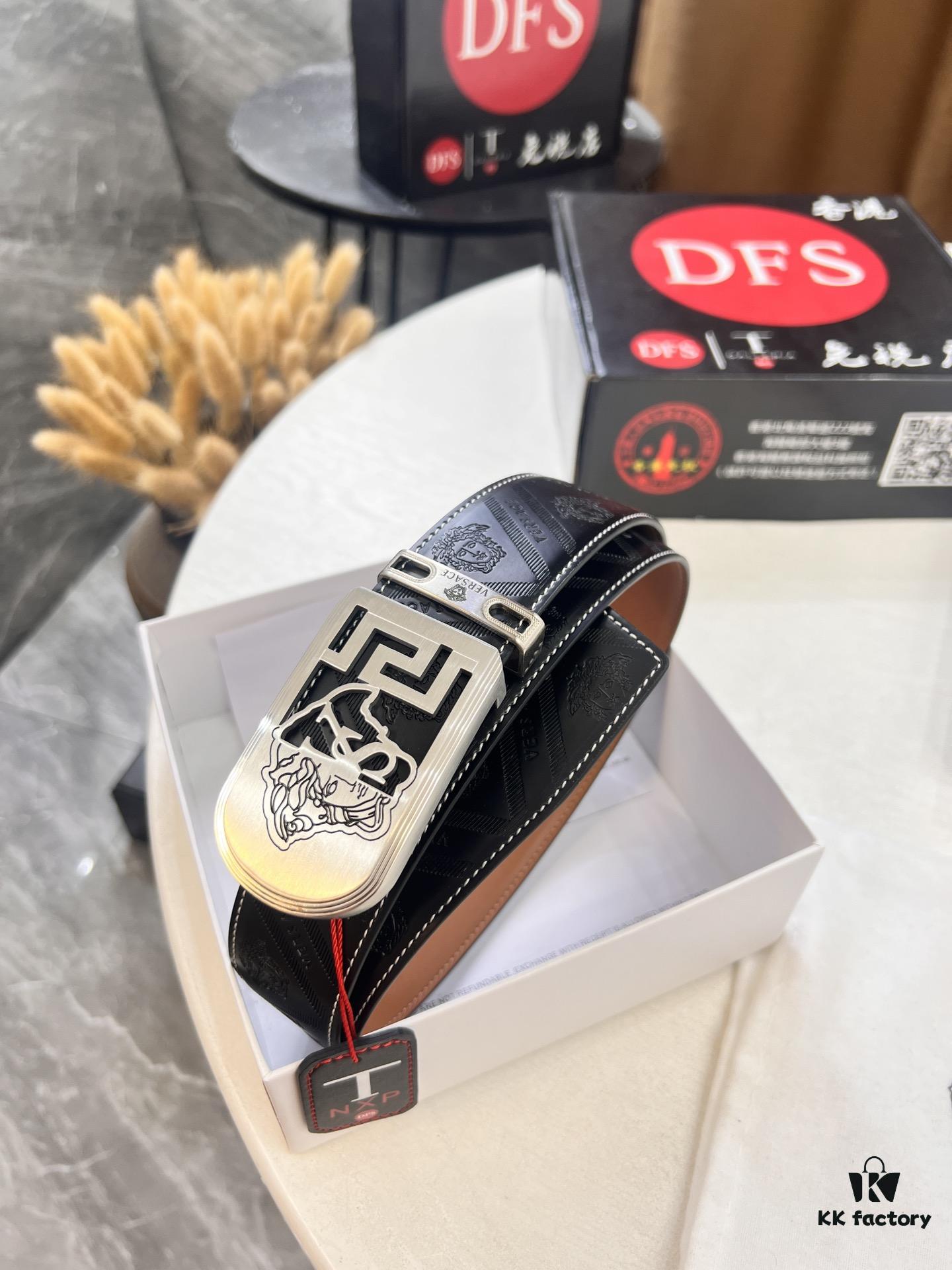 693201b13a89a121ed550774 Versace Medusa Belt - Authentic Original Order, Italian Imported Top Grain Calfskin, 3.8cm Width, Hong Kong Duty-Free Gift Box