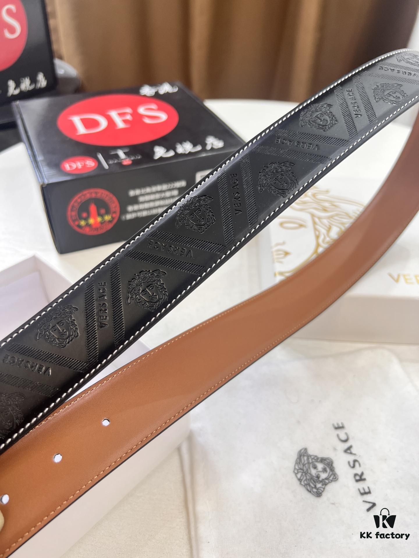 693201b13a89a121ed550775 Versace Medusa Belt - Authentic Original Order, Italian Imported Top Grain Calfskin, 3.8cm Width, Hong Kong Duty-Free Gift Box