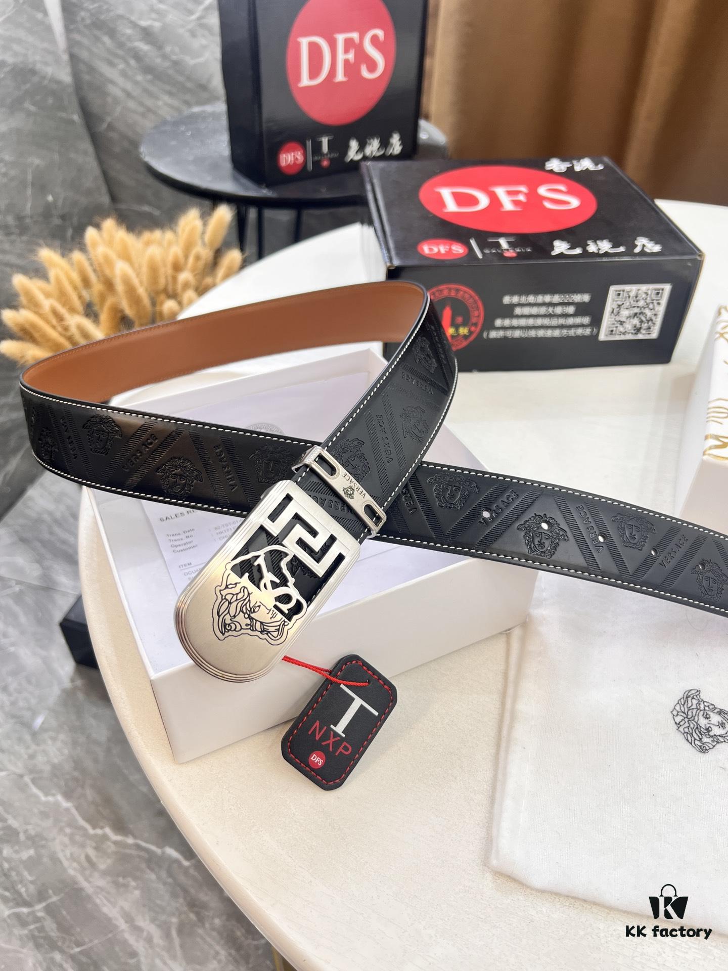 693201b13a89a121ed550776 Versace Medusa Belt - Authentic Original Order, Italian Imported Top Grain Calfskin, 3.8cm Width, Hong Kong Duty-Free Gift Box