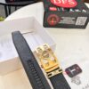 693201b13a89a121ed55077a Versace Automatic Buckle Belt, Custom Embossed Top-Grade Imported Calfskin with Fine Grain, 3.5cm Width, Luxury Business Formal Accessory