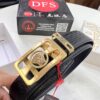 693201b13a89a121ed55077b Versace Automatic Buckle Belt, Custom Embossed Top-Grade Imported Calfskin with Fine Grain, 3.5cm Width, Luxury Business Formal Accessory